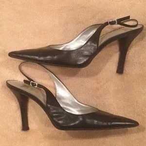 Black Leather Slingback Size 9.5
